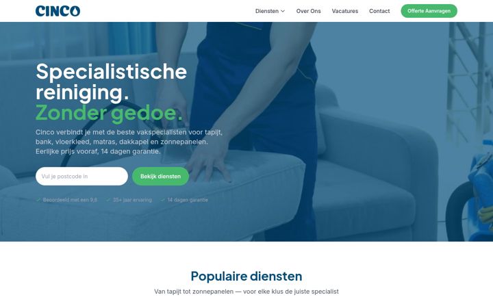 Screenshot of cincocleaning.com