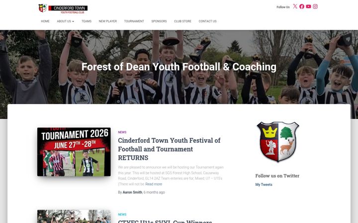 Snímek obrazovky cinderfordtownyouthfc.co.uk