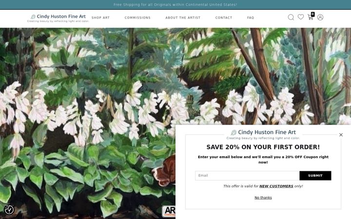 Screenshot of cindyhustonart.com