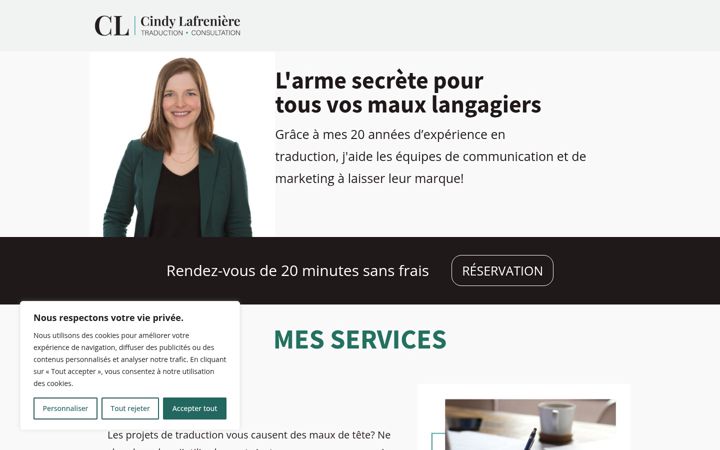 Screenshot of cindylafreniere.com