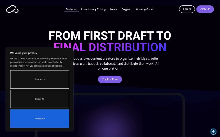 Screenshot of cineacloud.com