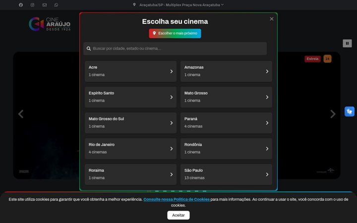Screenshot of cinearaujo.com.br