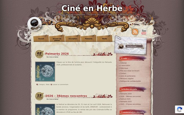 Screenshot of cineenherbe.com