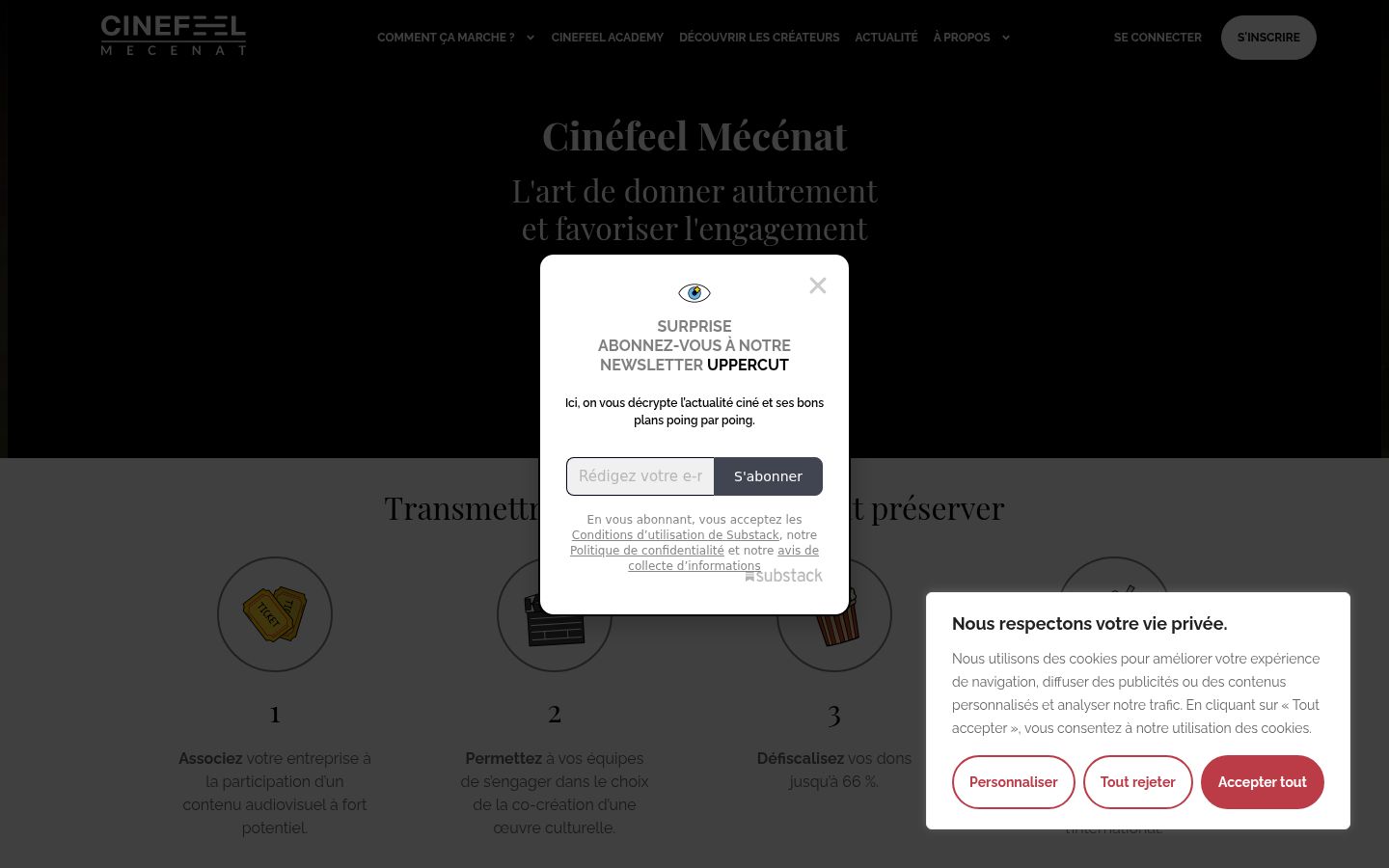 Screenshot del banner di consenso mostrato prima di qualsiasi interazione
