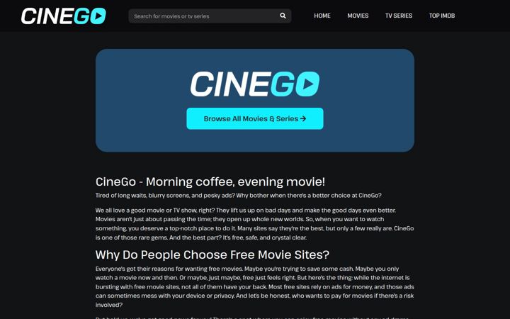 Screenshot του cinego.co