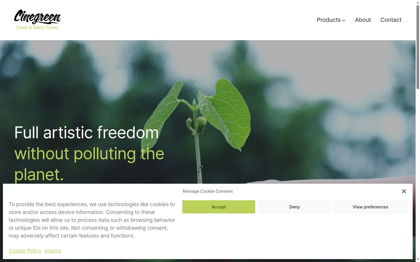 Screenshot of the consent banner shown before any interaction