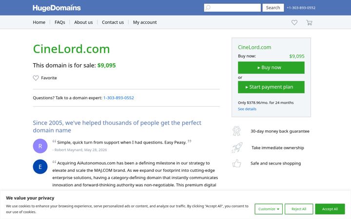 Screenshot of cinelord.com