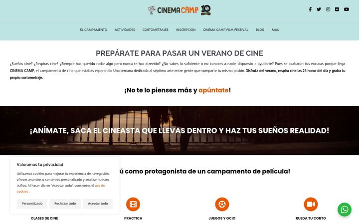 Snímek obrazovky cinemacamp.es