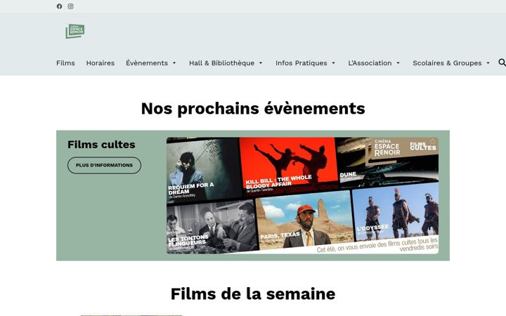 Snímek obrazovky cinemaespacerenoir.fr