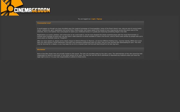 Screenshot of cinemageddon.net
