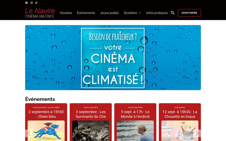 Snímek obrazovky cinemalenavire.fr