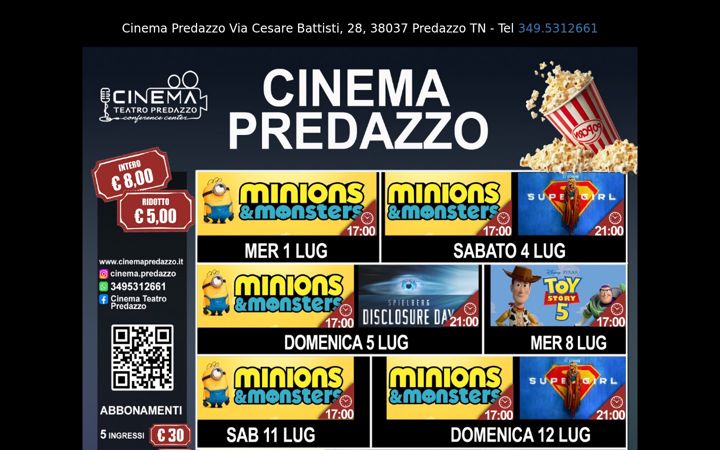 Screenshot of cinemapredazzo.it