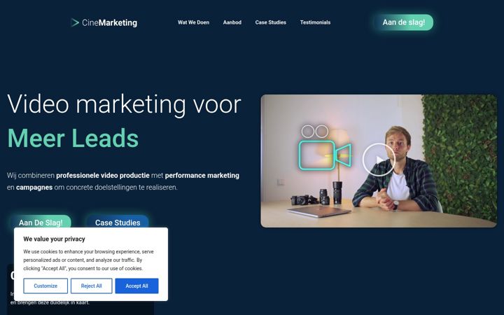 Ekraanipilt saidist cinemarketing.nl