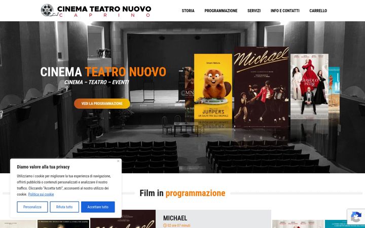 Ekrano kopija cinemateatrocaprino.it