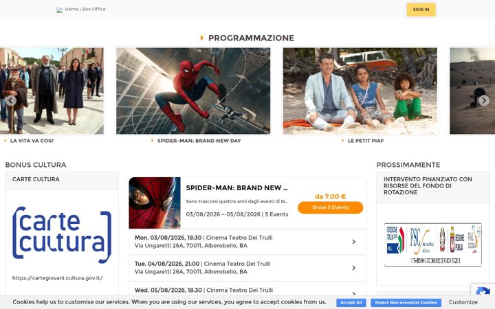 Ekrano kopija cinemateatrodeitrulli.it