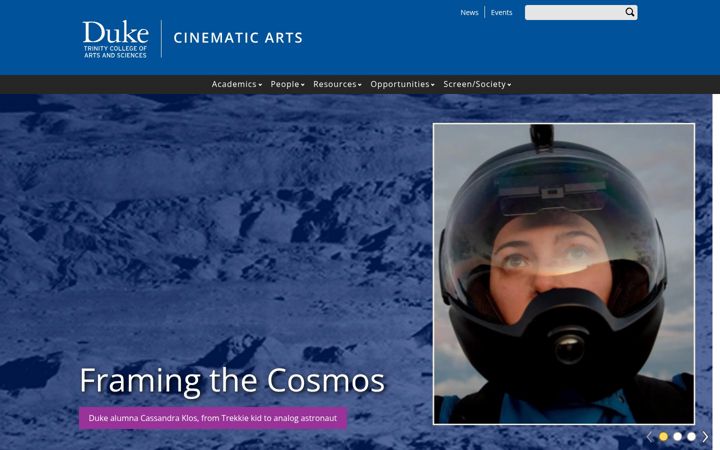Screenshot von cinematicarts.duke.edu