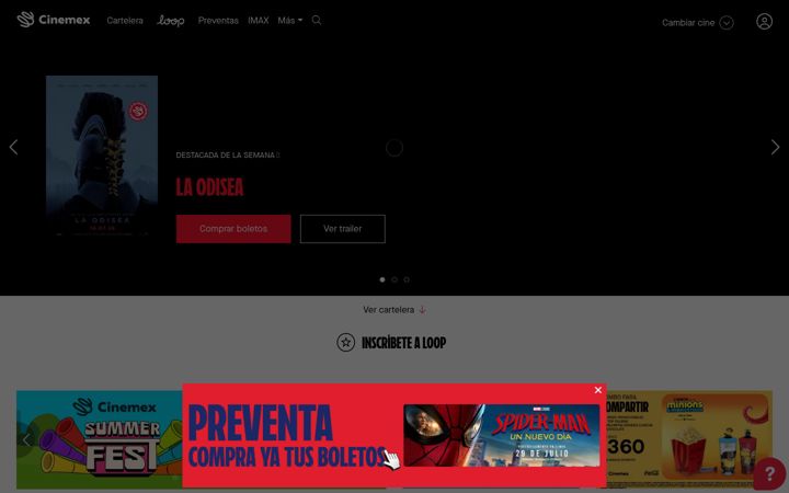 Screenshot von cinemex.com