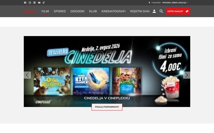 Screenshot von cineplexx.si