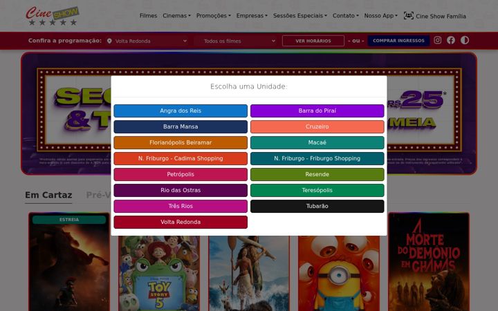 Screenshot of cineshow.com.br