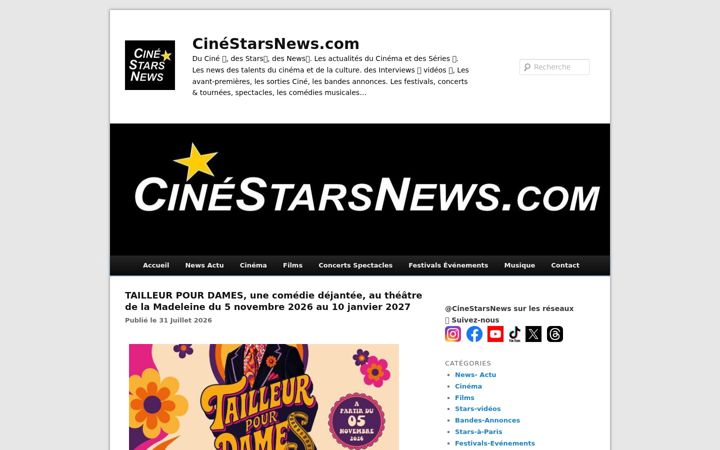 Screenshot of cinestarsnews.com