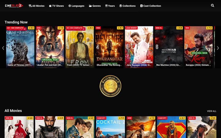 Screenshot of cinesubz.lk