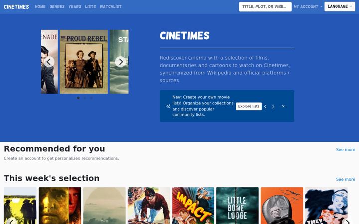 Ekraanipilt saidist cinetimes.org