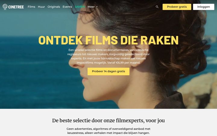Screenshot von cinetree.nl
