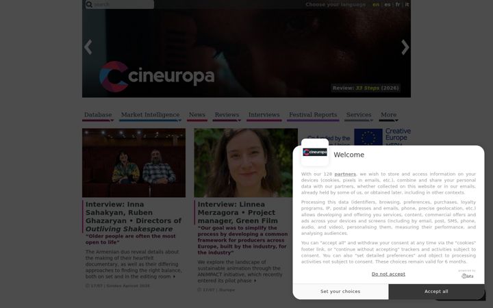 Skärmbild av cineuropa.org