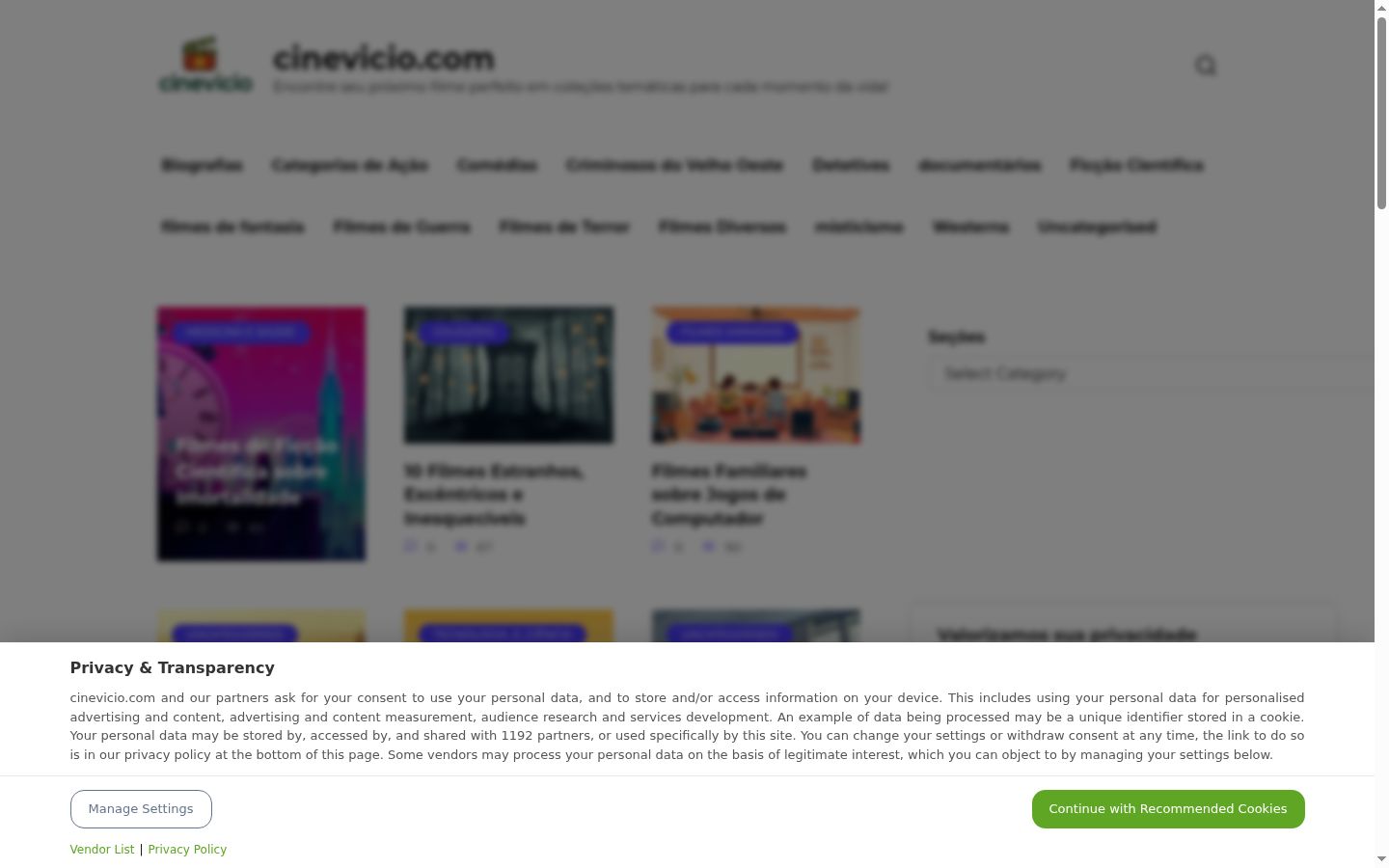 Screenshot del banner di consenso mostrato prima di qualsiasi interazione