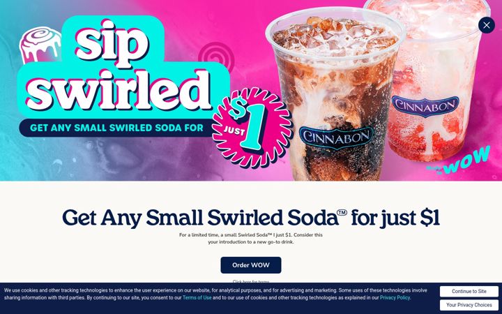 Screenshot of cinnabon.com