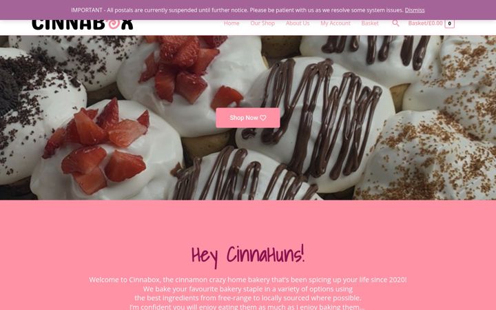 Snímek obrazovky cinnabox.co.uk