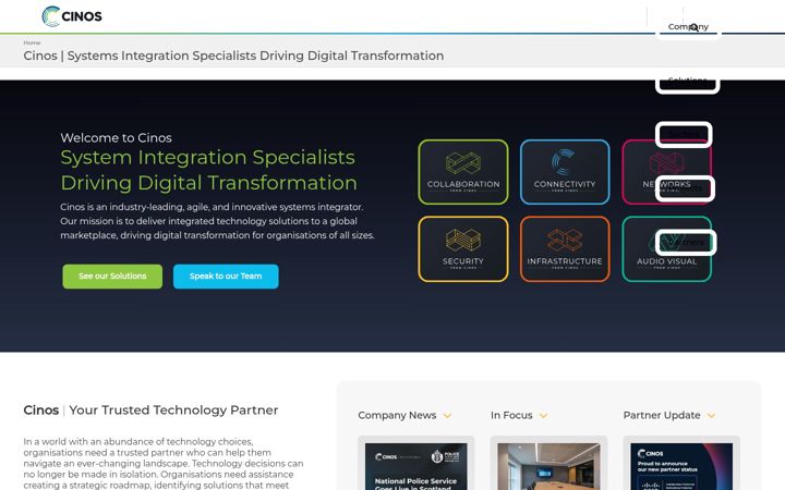 Screenshot of cinoscomms.co.uk