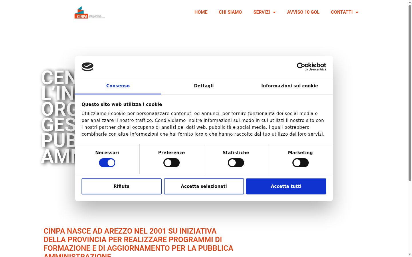 Screenshot tal-banner tal-kunsens muri qabel kwalunkwe interazzjoni