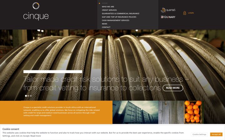 Screenshot of cinque.co.za