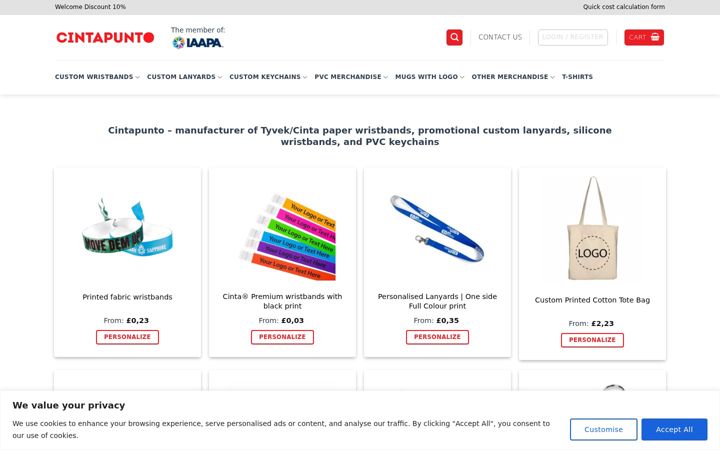 Snímek obrazovky cintapunto.co.uk