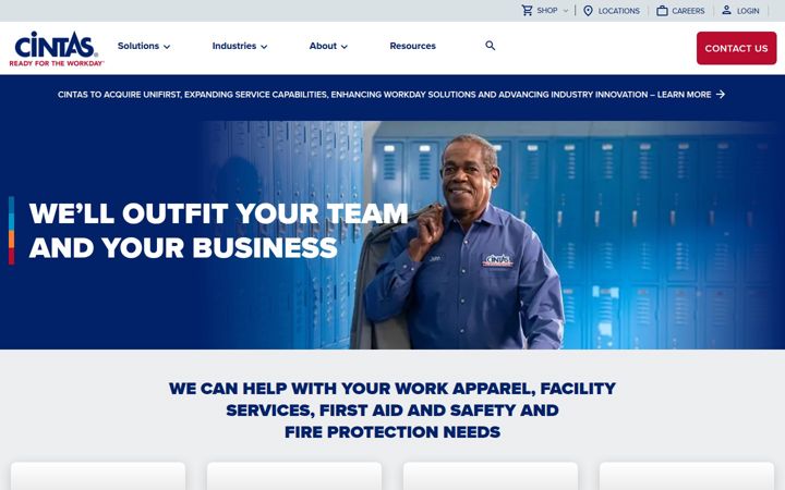 Screenshot di cintas.com
