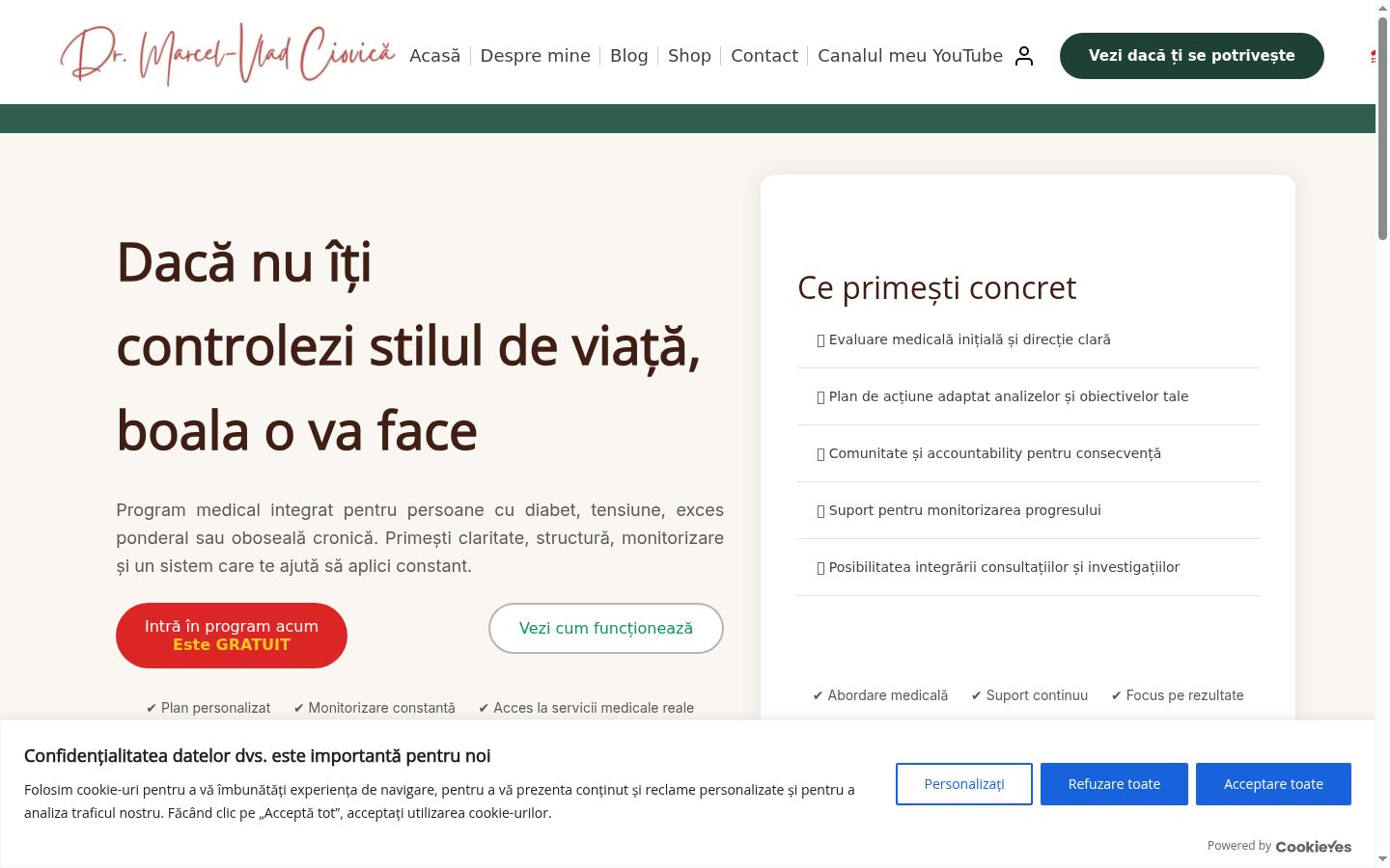 Screenshot del banner di consenso mostrato prima di qualsiasi interazione
