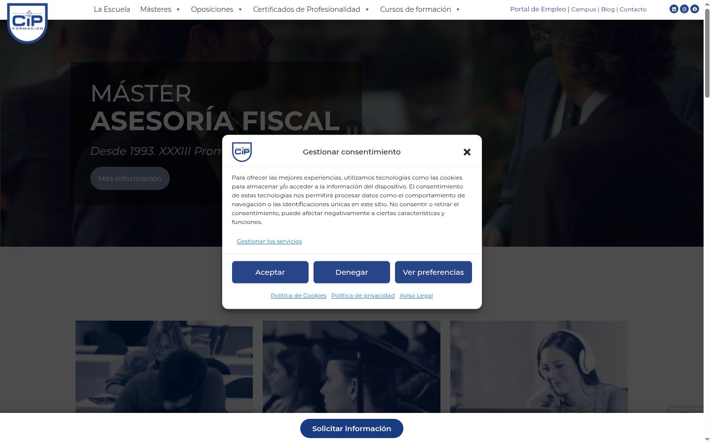 Screenshot del banner di consenso mostrato prima di qualsiasi interazione
