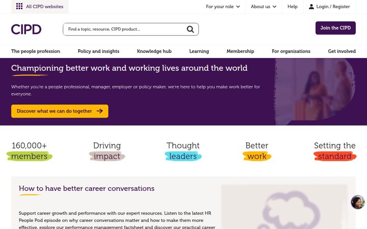 Skärmbild av cipd.org