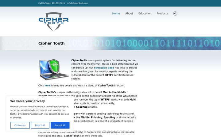Screenshot of ciphertooth.com