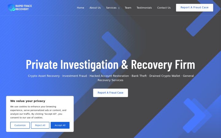 Screenshot of ciphertracerecoveryteam.com