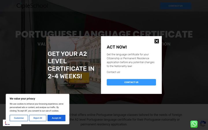 Screenshot of cipleschool.com