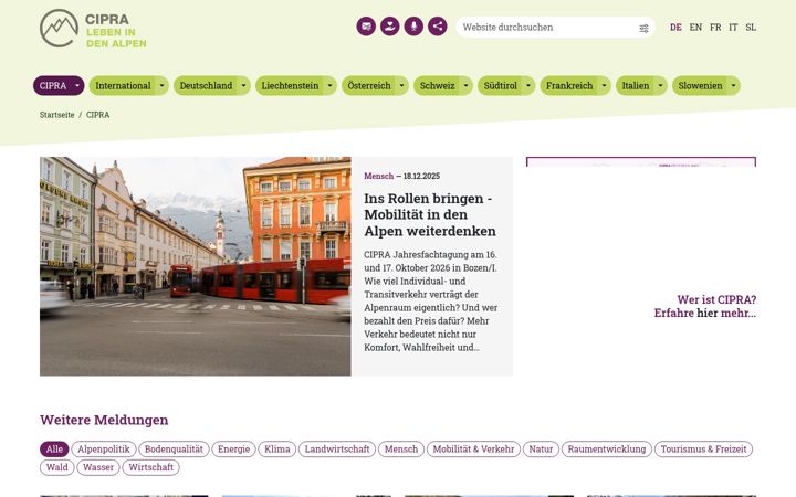 Screenshot of cipra.org