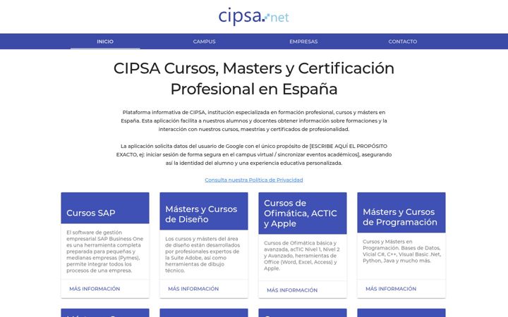 Screenshot ta' cipsa.es