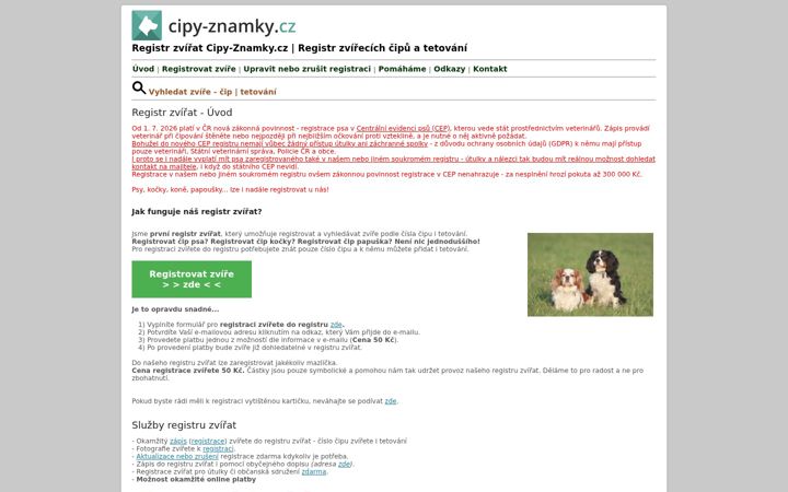 Captura de ecrã de cipy-znamky.cz