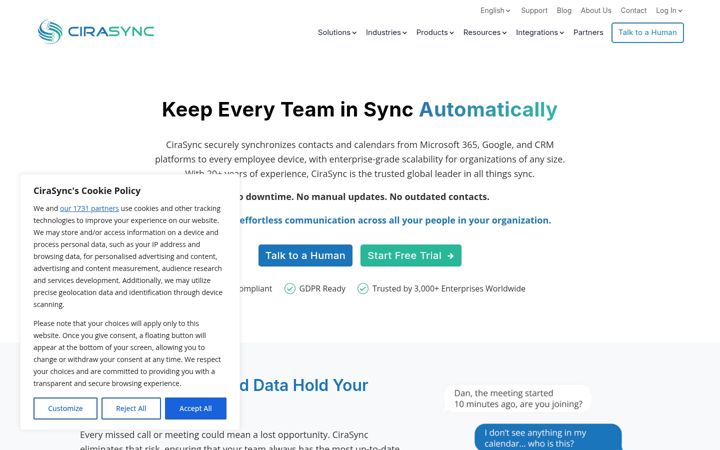 Screenshot of cirasync.com