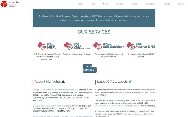 Screenshot of circl.lu