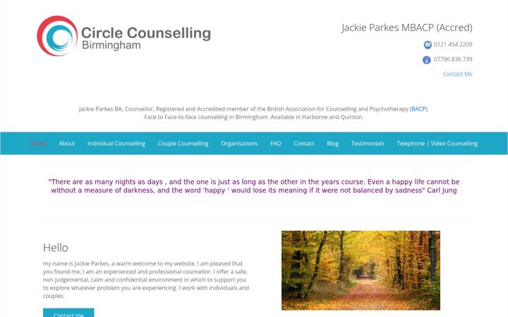Screenshot of circle-counselling-birmingham.co.uk