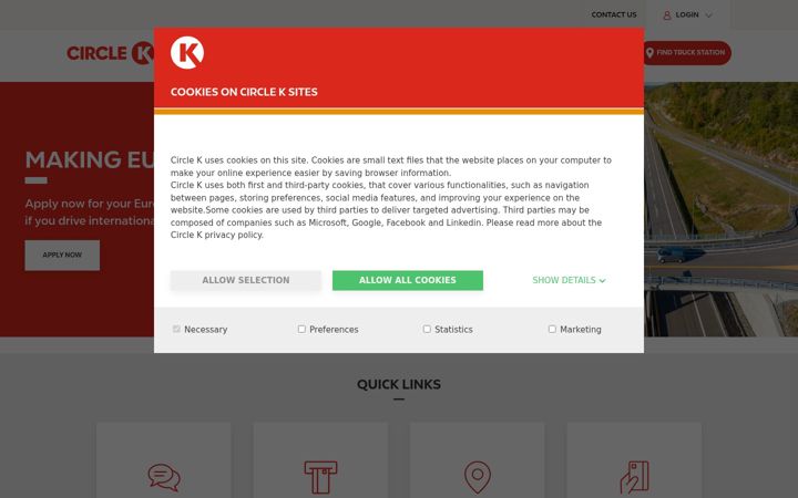 Screenshot ta' circlek.eu