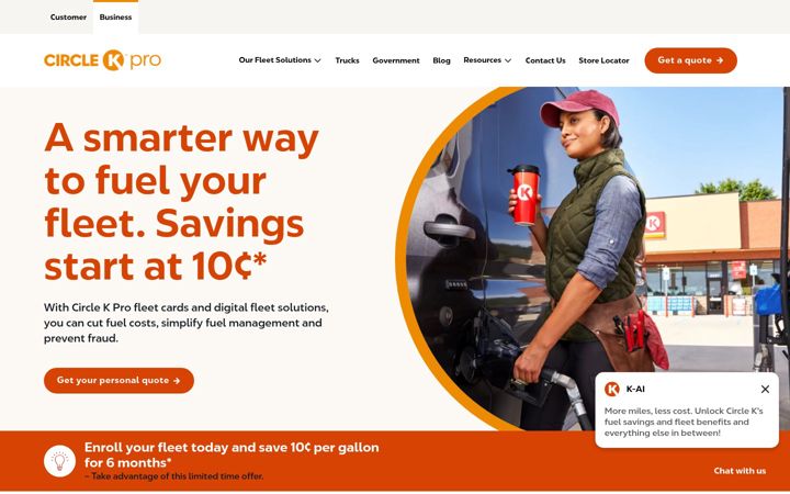 Screenshot of circlekfleetcards.com